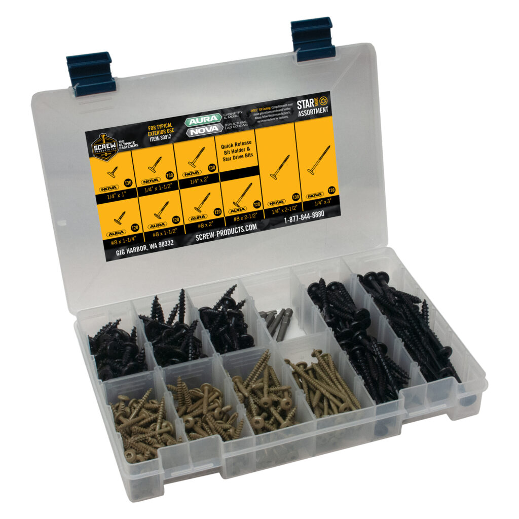 AURA Cabinet & NOVA Lag Screw Assortment Kit Star Drive
