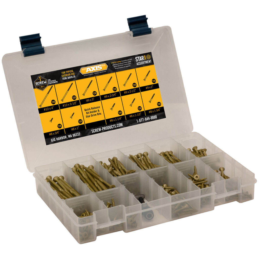 Flat Head Wood Screw Assortment Kit, AXIS Exterior Star Drive