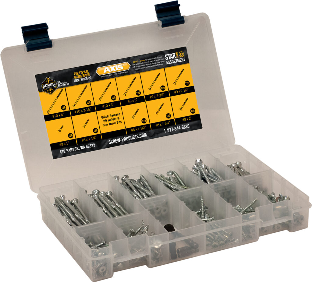 Flat Head Wood Screw Assortment Kit, AXIS Interior Star Drive