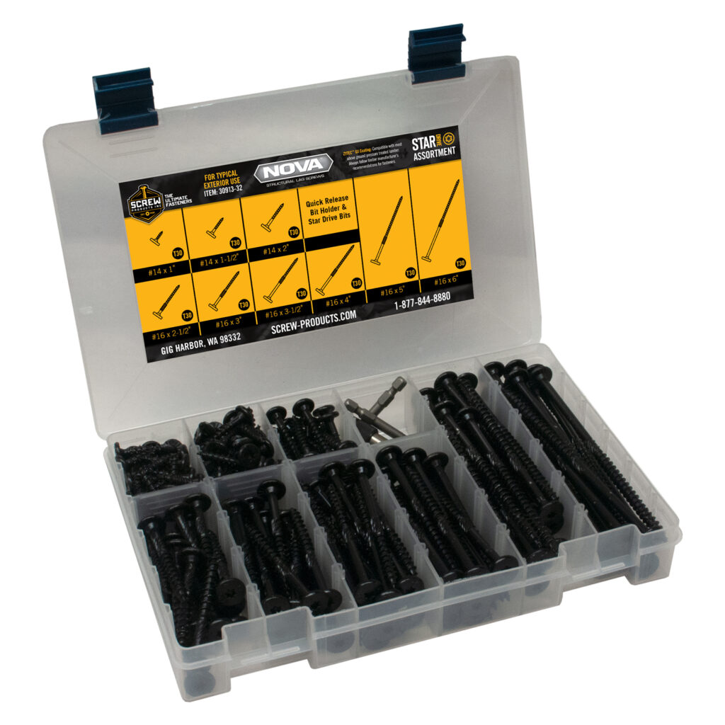 Lag Screw Assortment Kit, NOVA Exterior Star Drive