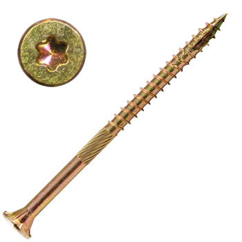 Flat Head Wood Screws, Gold Star Interior Star Drive